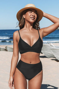 Rachelle Bikini-Set mit hohem Bund in Schwarz