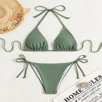 Donna – Bikinis mit Bindebändern in einfarbig in Grün