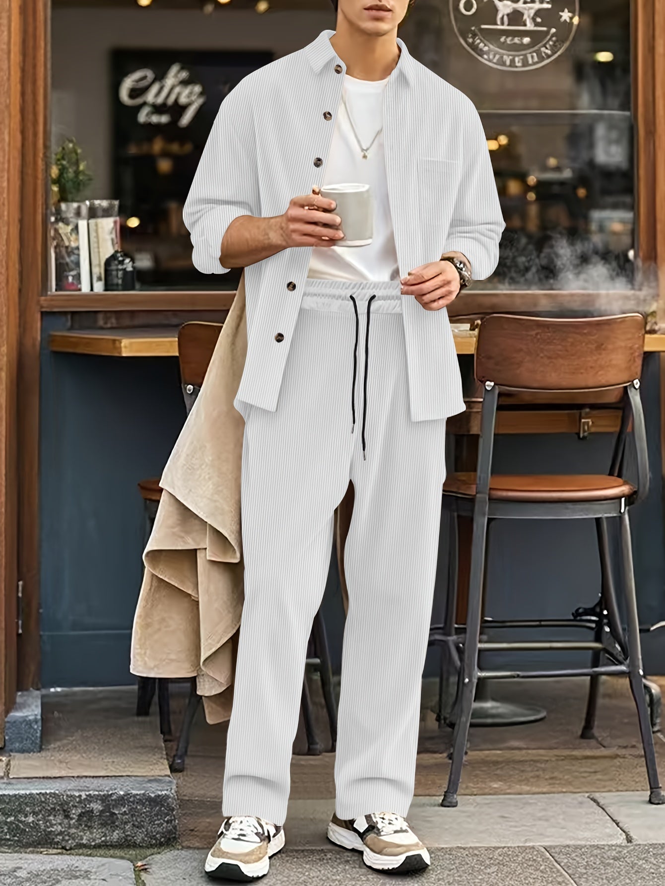 Lässiger Sportlicher Reißverschluss Trainingsanzug mit Jacke und Hose für Herren | Perfekt für Outdoor-Aktivitäten