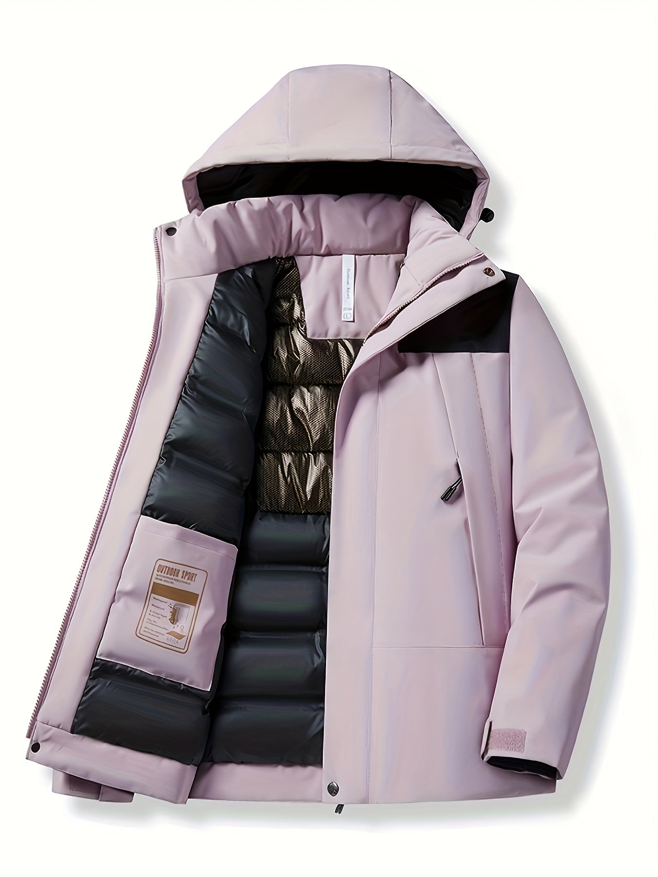 Thermische Winddichte Kapuzen Winterjacke mit Reissverschlusstasche für Damen | Ideal für den Winter