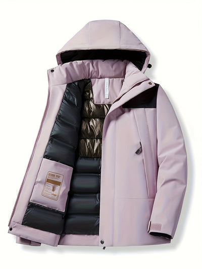 Thermische Winddichte Kapuzen Winterjacke mit Reissverschlusstasche für Damen | Ideal für den Winter