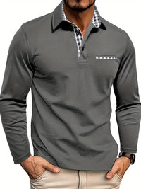 Kai | Lässiges Langarm-Poloshirt in Grau