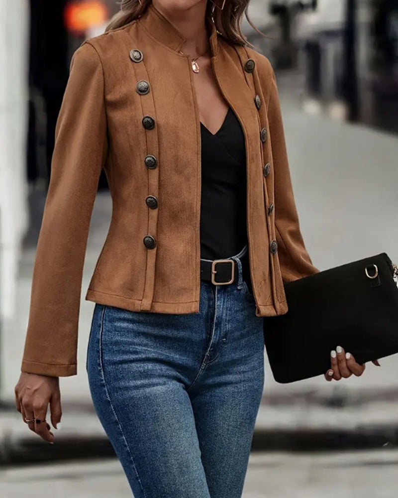 Aenne™ - Stilvolle zweireihige einfarbige Jacke