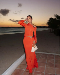 Arya | Damen Sophistiziertes Set Elegant Tailliert Modern Business in Orange