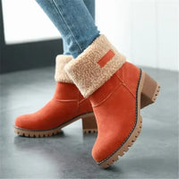 Isa | Elegante und Warme Leder-Schneestiefel in Orange