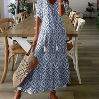 Dalia | Fließendes Boho Maxikleid in Blau