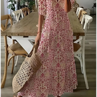 Dalia | Fließendes Boho Maxikleid in Rot