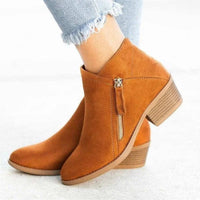 Mia | Damen Ankle Boots Niedriger Absatz Reißverschluss Stiefeletten in Orange