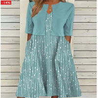 Emilia | Damen Blumen Midi Kleid mit Rundhals Halbarm und Seitentaschen in Grünblau