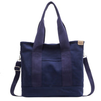 Mia | Damen Canvas Tote Bag Multifunktionale Schultertasche mit Schultergurt in Blau