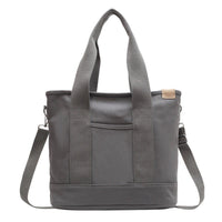 Mia | Damen Canvas Tote Bag Multifunktionale Schultertasche mit Schultergurt in Grau