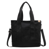 Mia | Damen Canvas Tote Bag Multifunktionale Schultertasche mit Schultergurt in Schwarz