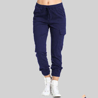 Damen Cargo-Jogger-Hose mit Kordelzug in Blau