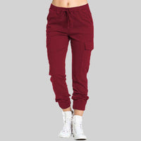 Damen Cargo-Jogger-Hose mit Kordelzug in Rot
