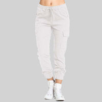 Damen Cargo-Jogger-Hose mit Kordelzug in Weiß