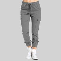 Damen Cargo-Jogger-Hose mit Kordelzug in Grau