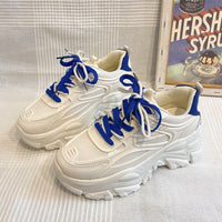 Damen Chunky-Plateau-Sneaker mit Mesh-Einsätzen in Blau