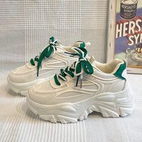 Damen Chunky-Plateau-Sneaker mit Mesh-Einsätzen in Grün