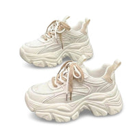 Damen Chunky-Plateau-Sneaker mit Mesh-Einsätzen in Khaki