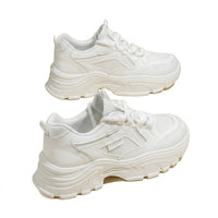 Damen Chunky-Plateau-Sneaker mit Schnürung in Weiß