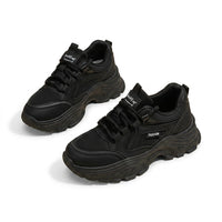 Damen Chunky-Plateau-Sneaker mit Schnürung in Schwarz
