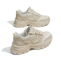 Damen Chunky-Plateau-Sneaker mit Schnürung in Grau
