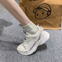 Damen Chunky Schnür-Sneaker mit Mesh-Einsätzen in Lila