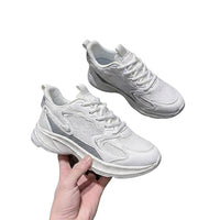 Damen Chunky Schnür-Sneaker mit Mesh-Einsätzen in Grau