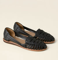 Elisabeth | Damen Comfortable Sandals Gewebte Geschlossene Flache Slip-on Schuhe in Schwarz