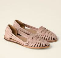 Elisabeth | Damen Comfortable Sandals Gewebte Geschlossene Flache Slip-on Schuhe in Rosa