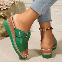 Clara | Damen Comfortable Sandals Keilabsatz Klettverschluss Offene Zehen in Grün