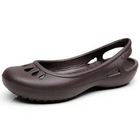 Elisabeth | Damen Comfortable Sandals Leichte Jelly-Flats Slingback Ausschnitt in Kaffee