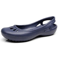 Elisabeth | Damen Comfortable Sandals Leichte Jelly-Flats Slingback Ausschnitt in Dunkelblau