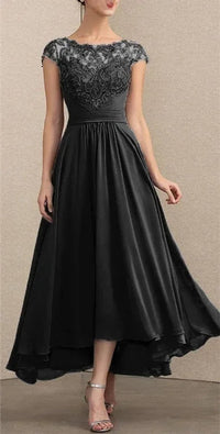 Elisabeth | Damen Elegant Spitzen Chiffon Abendkleid Formal Maxi Kleid in Schwarz