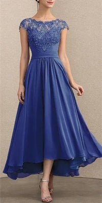 Elisabeth | Damen Elegant Spitzen Chiffon Abendkleid Formal Maxi Kleid in Blau