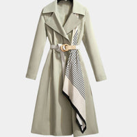 Mia | Damen Eleganter Gürtel-Trench Coat Klassischer Midi-Schnitt in Grün