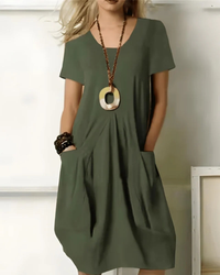 Damen Festliches Sommerkleid mit Taschen | Midi Kleid in Grün