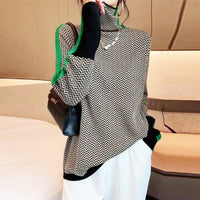 Amelie | Damen Fischgrat-Turtleneck Sweater Rollkragen Oversized Pullover in Grün