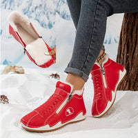 Frieda | Damen Gefütterte Ankle Boots Kunstleder Reißverschluss Winterstiefeletten in Rot