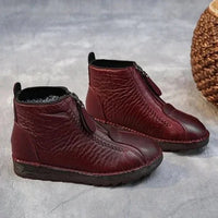 Frieda | Damen Gefütterte Rutschfeste Reißverschluss Ankle Boots in Rot