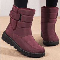 Marie | Damen Gefütterte Wasserdichte Rutschfeste Knee High Boots Thermostiefel in Rot