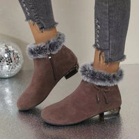 Luisa | Damen Gefütterte Wildleder Ankle Boots mit Kunstfell-Abschluss in Braun