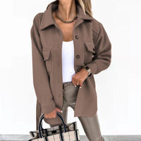 Damen-Hemdjacke mit Knopfleiste in Braun