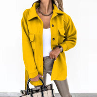 Damen-Hemdjacke mit Knopfleiste in Gelb