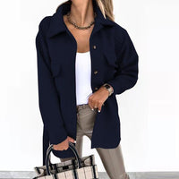 Damen-Hemdjacke mit Knopfleiste in Marineblau