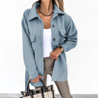 Damen-Hemdjacke mit Knopfleiste in Blau