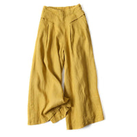 Damen Hose mit Weitem Bein und Hoher Taille in Gelb