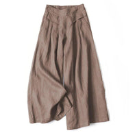 Damen Hose mit Weitem Bein und Hoher Taille in Taupe