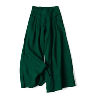 Damen Hose mit Weitem Bein und Hoher Taille in Grün