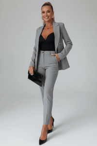 Pauline | Damen Hosenanzug Set Elegant Business Modern Tailliert in Grau
